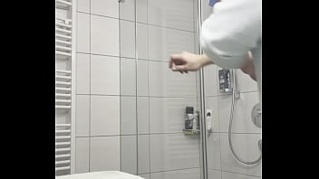 Fat German doing nude bathroom session
