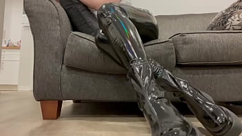 Latex, boots, shiny, touch