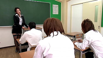 Horny asian teacher fucks some of her elderly students before heading to a gangbang club
