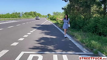 StreetFuck - Beauty Hitchhiking Through the Czech Republic Pulls out Paddle