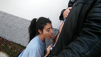 PUBLIC POV BLOWJOB AND CUM IN MOUTH IN SLOW MOTION