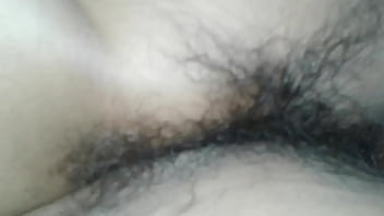 She was so horny that she spread her pussy open and took her boyfriend's cock to suck before shoving it into her pussy hole until he squirted all over her clit.