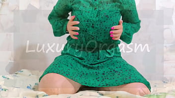 I want you to take off my green dress and fuck me hard until you cum on my big tits - Luxury Orgasm