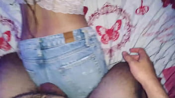 The whore calls me my love while I rip her pants and creampie her. Real home video