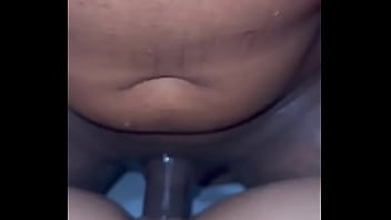 Big black guy filling his young pussy with cum