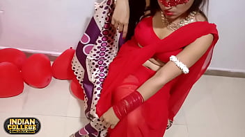 Fucking My Sexy Indian Girlfriend On Valentines Day In Red Sari