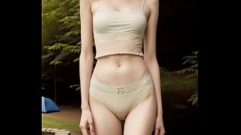 AI girl takes lingerie photos on Oregon coast