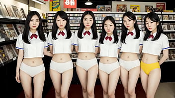 AI Lookbook 漫画店里一群群穿着校服和内裤的女性