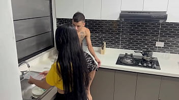 I masturbate my little stepsister while she cooks and I fuck her hard hidden from our stepparents.