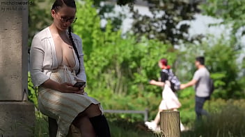 slave girl with natural saggy tits expose her body in public