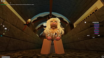 Roblox blonde hoe got covered in cum all over her body