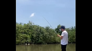 Fishing wearing short shorts